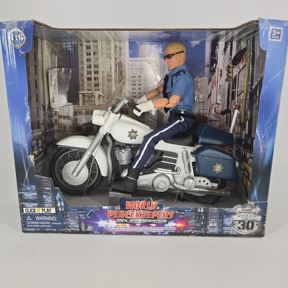 Click N Play World Peacekeepers Police Officer 1:6 12in Motorcycle Figure 30718